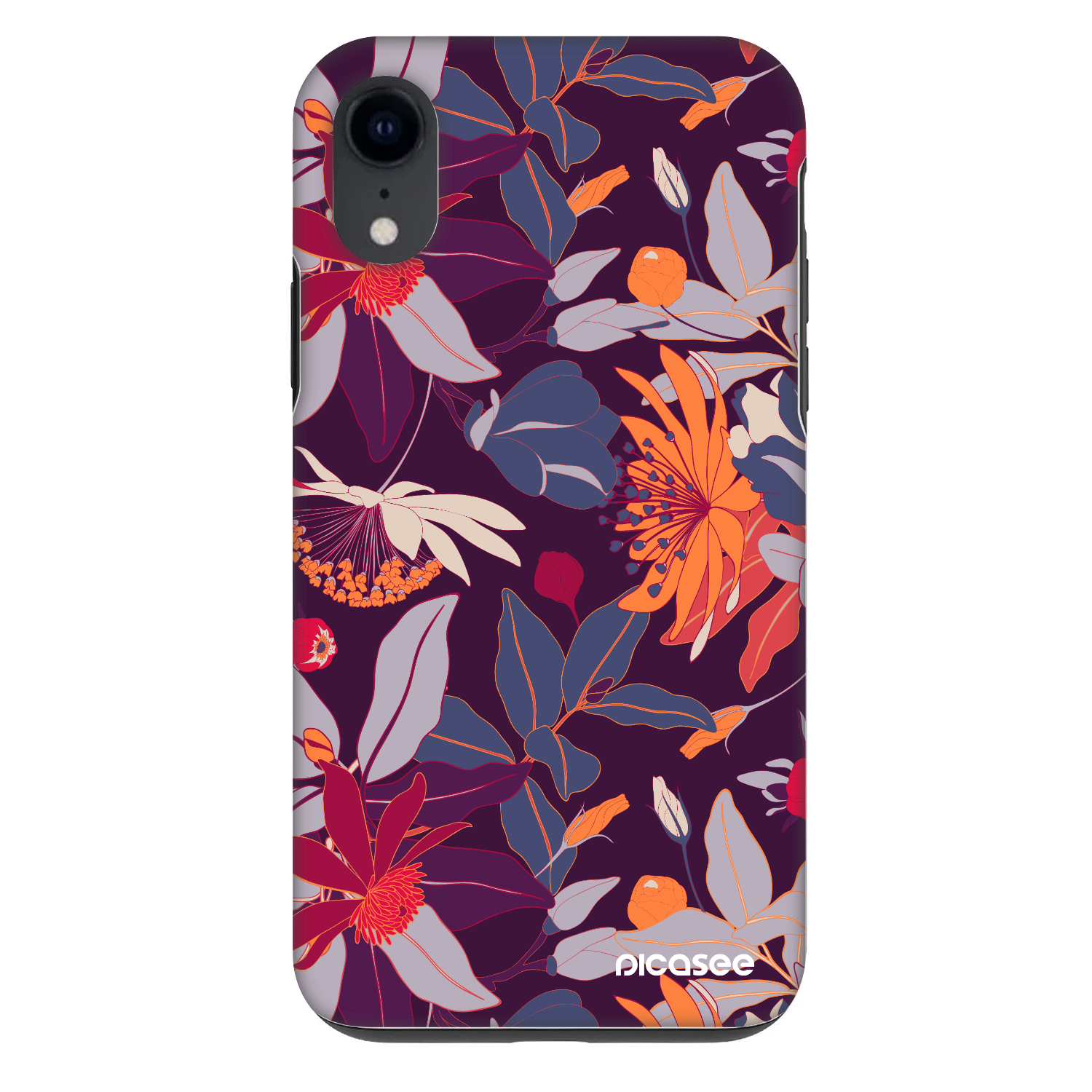 Picasee Fashion Case Apple iPhone XR - Purple Leaf