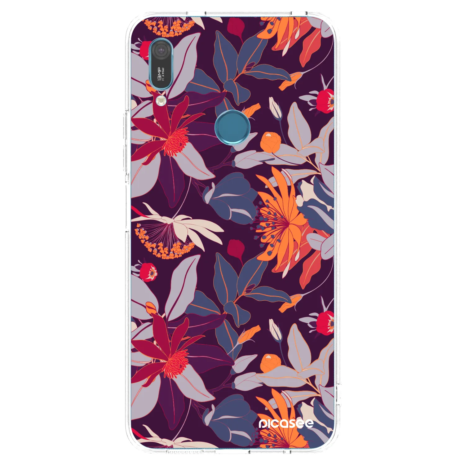 Picasee átlátszó szilikon tok az alábbi mobiltelefonokra Huawei Y6 2019 - Purple Leaf