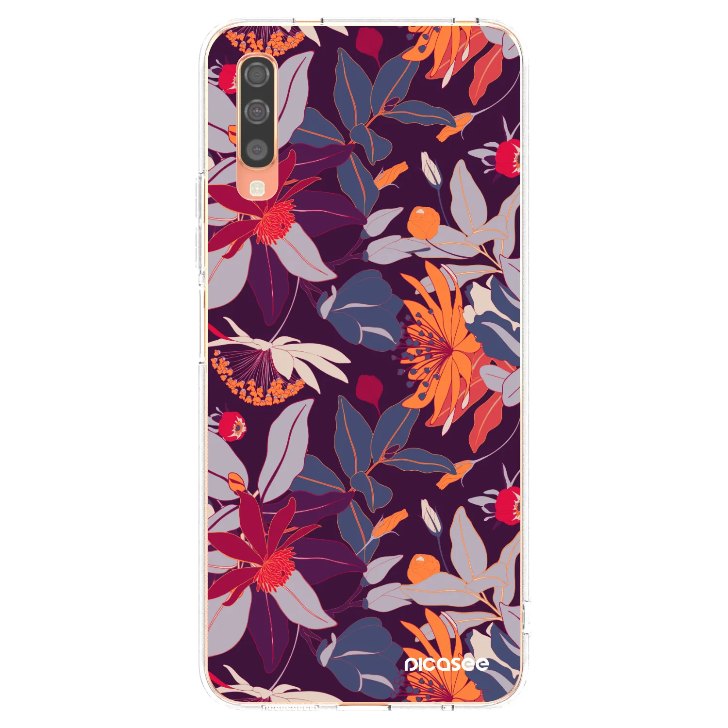 Picasee átlátszó szilikon tok az alábbi mobiltelefonokra Samsung Galaxy A70 A705F - Purple Leaf