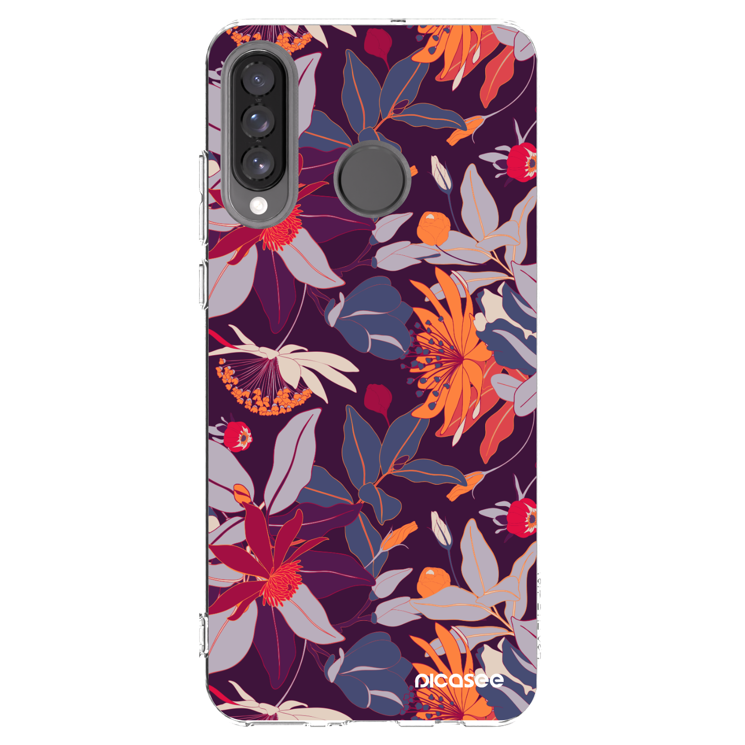 Picasee átlátszó szilikon tok az alábbi mobiltelefonokra Huawei P30 Lite - Purple Leaf