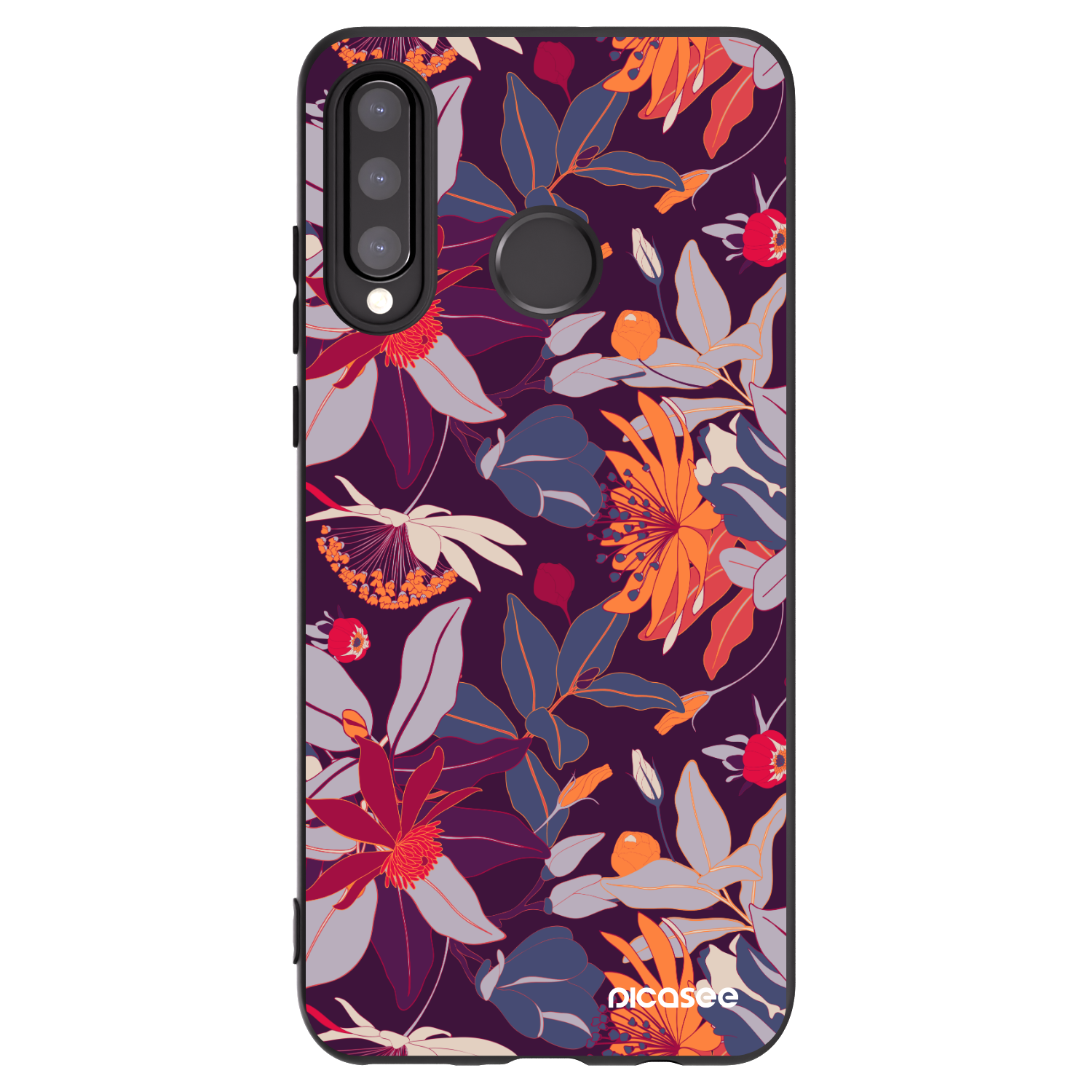 Picasee fekete szilikon tok az alábbi mobiltelefonokra Huawei P30 Lite - Purple Leaf