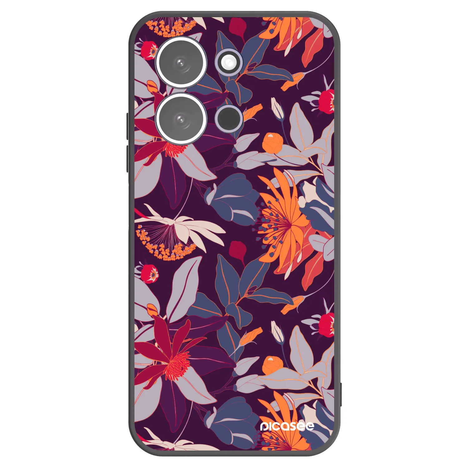 Picasee fekete szilikon tok az alábbi mobiltelefonokra Xiaomi Redmi 15C 5G - Purple Leaf