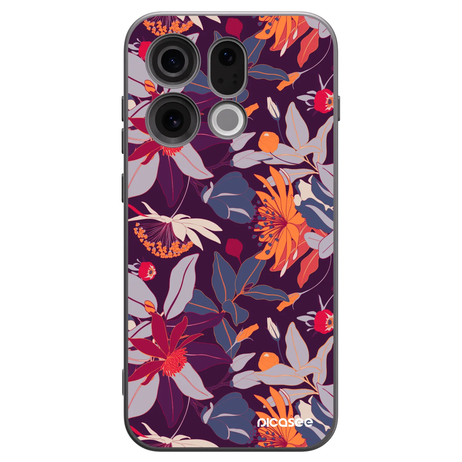Picasee fekete szilikon tok az alábbi mobiltelefonokra OPPO Find X9 - Purple Leaf