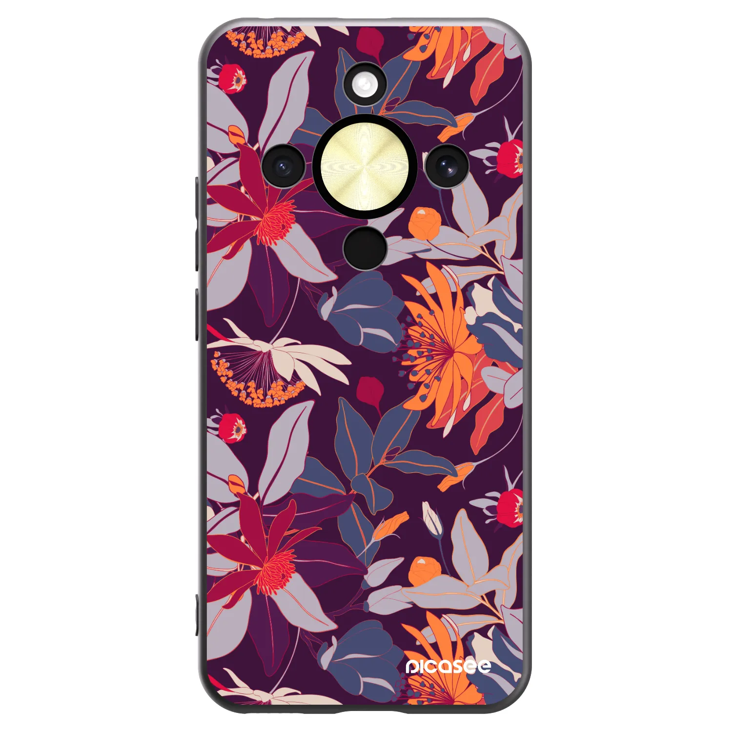 Picasee fekete szilikon tok az alábbi mobiltelefonokra Honor Magic8 Lite 5G - Purple Leaf