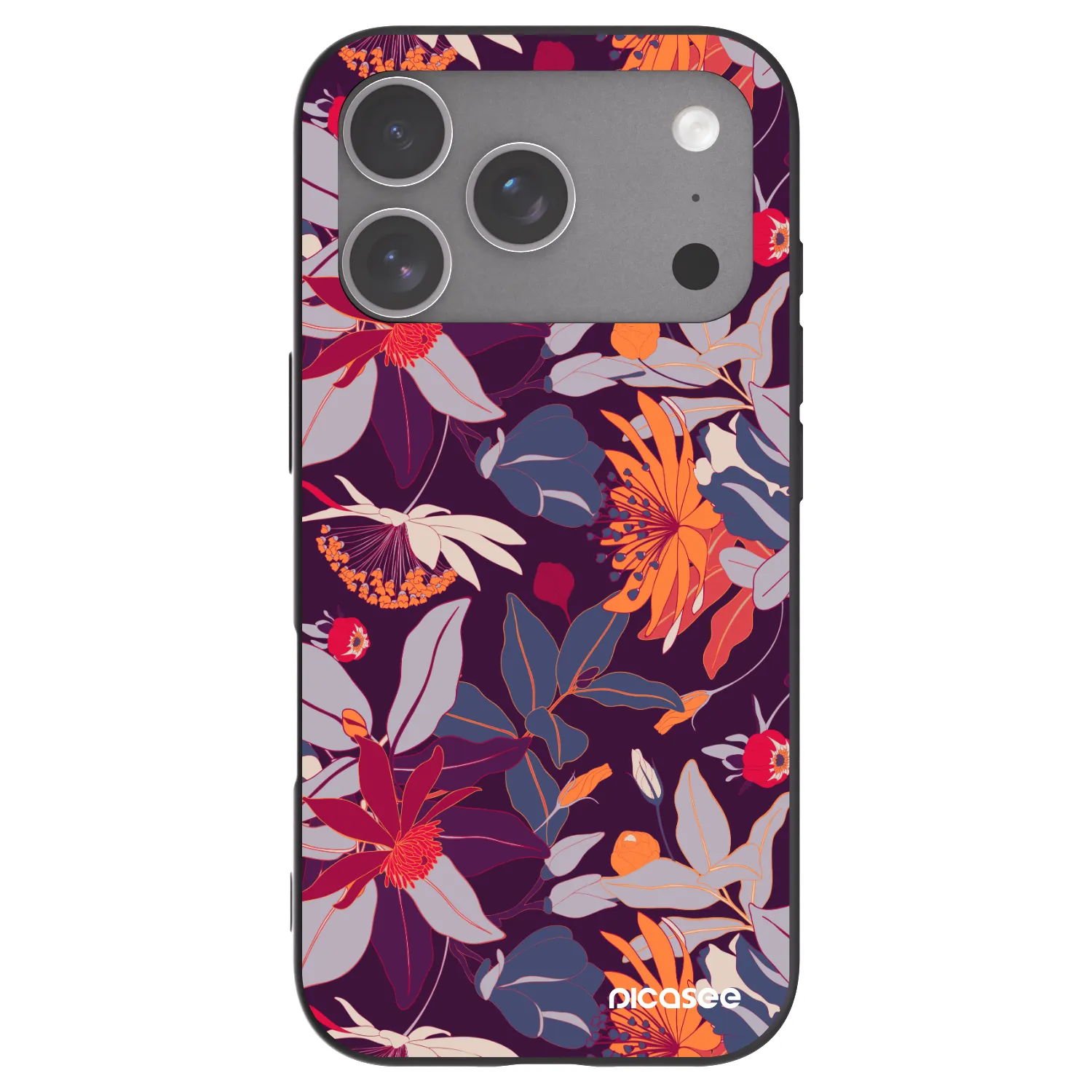 Picasee fekete szilikon tok az alábbi mobiltelefonokra Apple iPhone 18 Pro - Purple Leaf