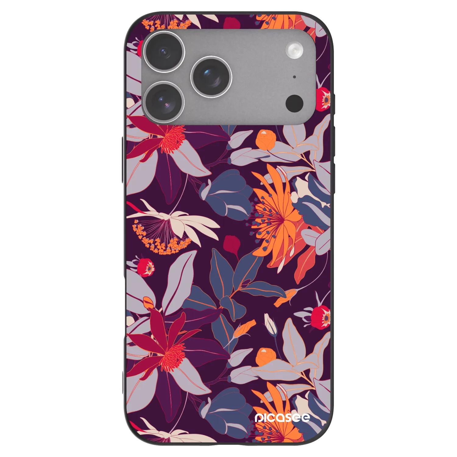 Picasee fekete szilikon tok az alábbi mobiltelefonokra Apple iPhone 18 Pro Max - Purple Leaf