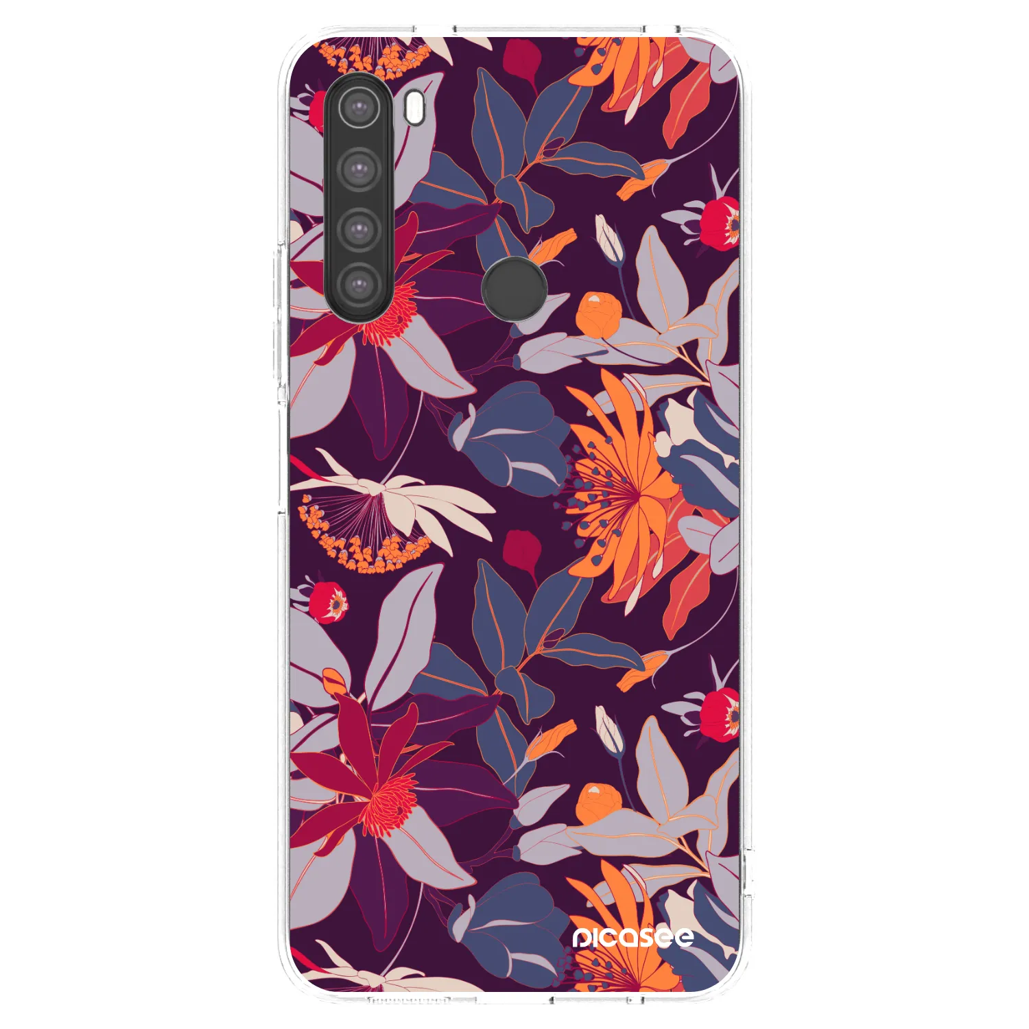 Picasee átlátszó szilikon tok az alábbi mobiltelefonokra Xiaomi Redmi Note 8 - Purple Leaf