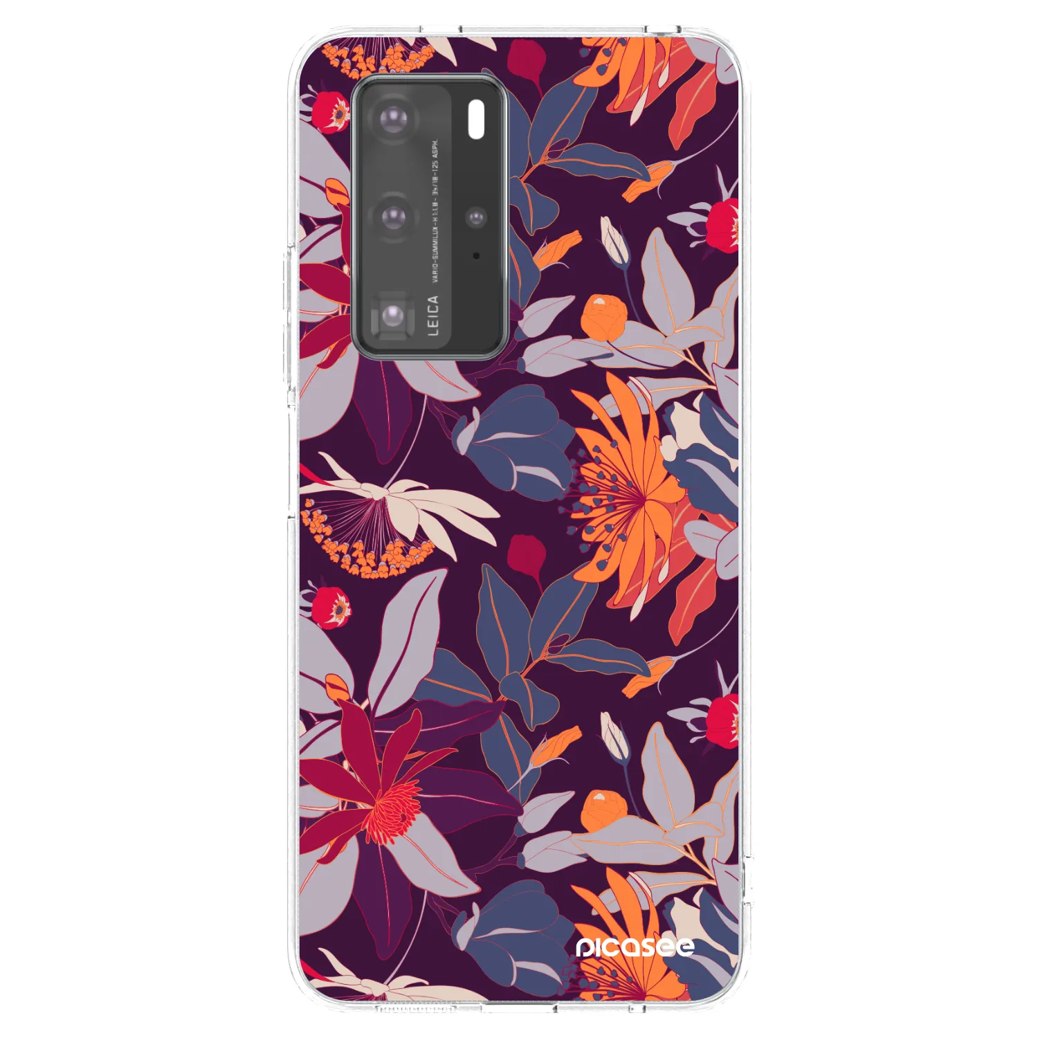 Picasee átlátszó szilikon tok az alábbi mobiltelefonokra Huawei P40 Pro - Purple Leaf