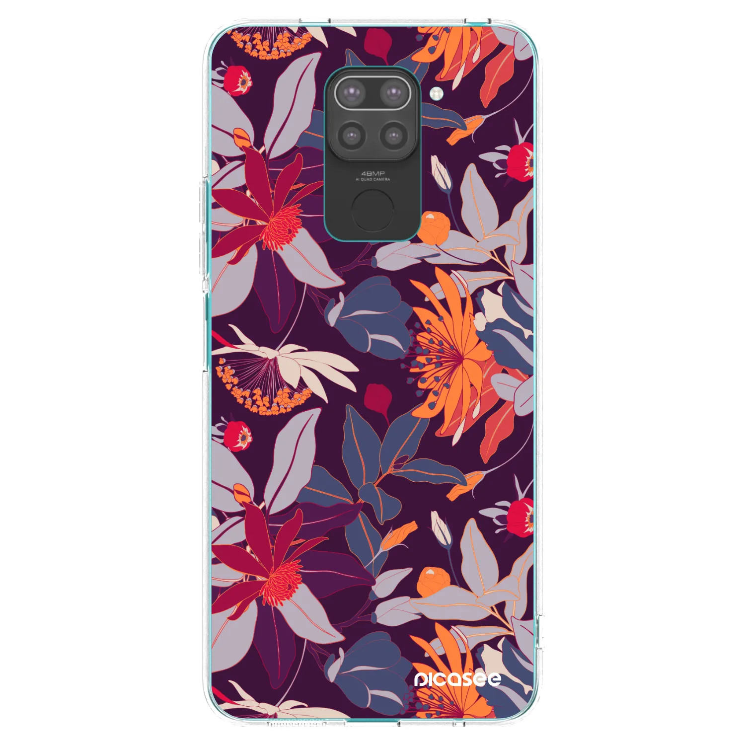 Picasee fekete szilikon tok az alábbi mobiltelefonokra Xiaomi Redmi Note 9 - Purple Leaf