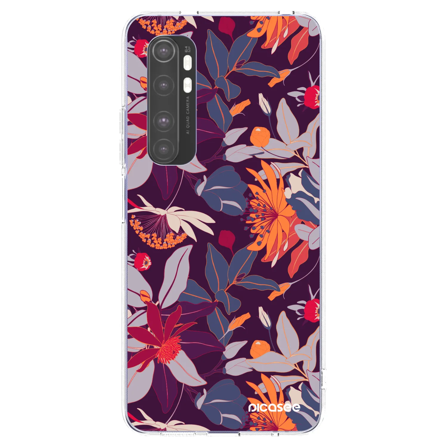 Picasee átlátszó szilikon tok az alábbi mobiltelefonokra Xiaomi Mi Note 10 Lite - Purple Leaf