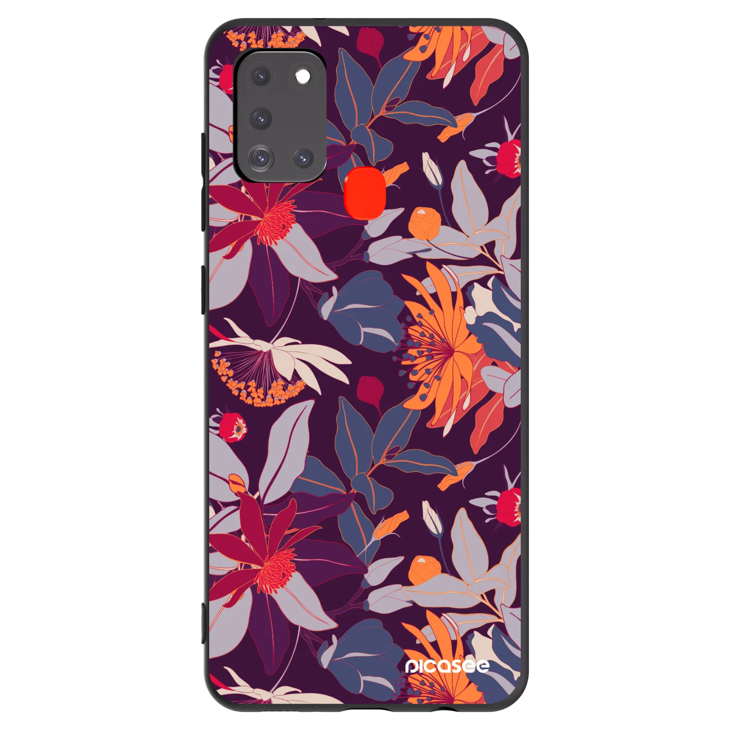Picasee fekete szilikon tok az alábbi mobiltelefonokra Samsung Galaxy A21s - Purple Leaf