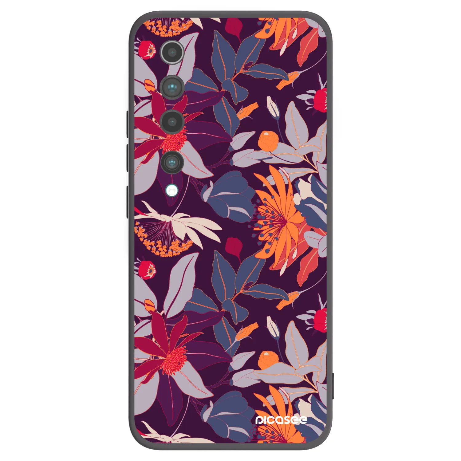 Picasee fekete szilikon tok az alábbi mobiltelefonokra Xiaomi Mi 10 - Purple Leaf