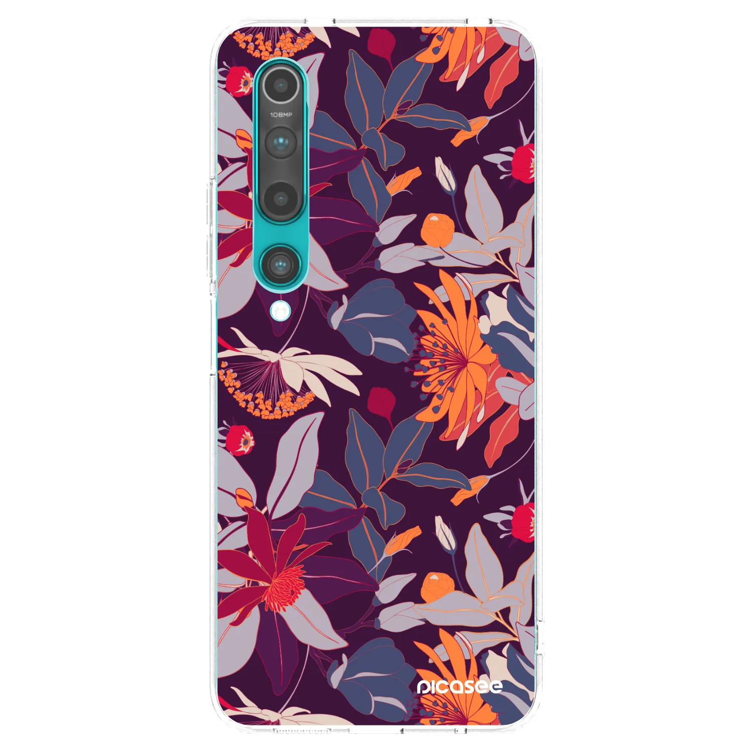 Picasee átlátszó szilikon tok az alábbi mobiltelefonokra Xiaomi Mi 10 - Purple Leaf