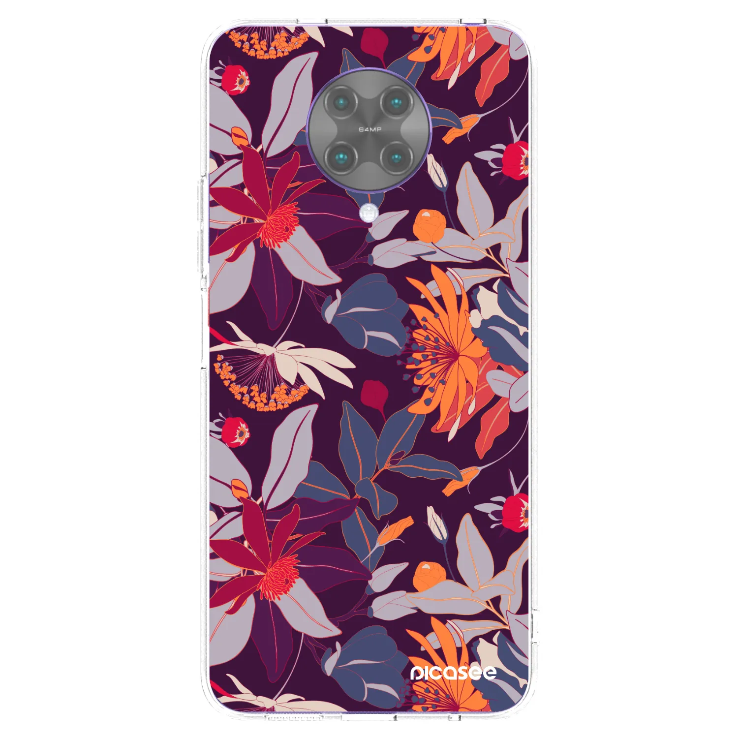 Picasee átlátszó szilikon tok az alábbi mobiltelefonokra Xiaomi Poco F2 Pro - Purple Leaf