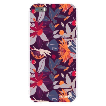 Picasee átlátszó szilikon tok az alábbi mobiltelefonokra Apple iPhone 5/5S/SE - Purple Leaf