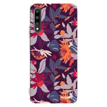 Picasee átlátszó szilikon tok az alábbi mobiltelefonokra Honor 9X Pro - Purple Leaf