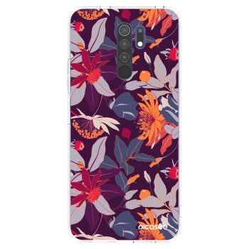 Picasee átlátszó szilikon tok az alábbi mobiltelefonokra Xiaomi Redmi 9 - Purple Leaf