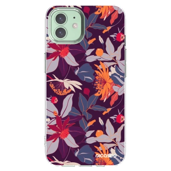 Picasee átlátszó szilikon tok az alábbi mobiltelefonokra Apple iPhone 12 Pro - Purple Leaf