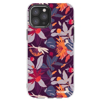 Picasee átlátszó szilikon tok az alábbi mobiltelefonokra Apple iPhone 12 Pro Max - Purple Leaf