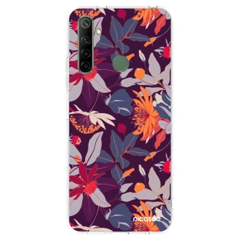 Picasee átlátszó szilikon tok az alábbi mobiltelefonokra Realme 6i - Purple Leaf