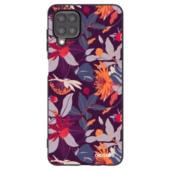 Picasee fekete szilikon tok az alábbi mobiltelefonokra Samsung Galaxy A12 A125F - Purple Leaf