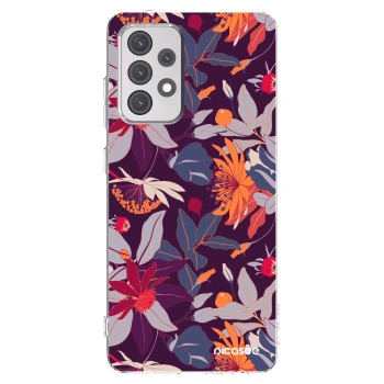 Picasee átlátszó szilikon tok az alábbi mobiltelefonokra Samsung Galaxy A52 5G A525F - Purple Leaf