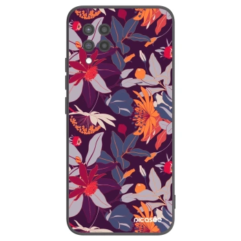 Picasee fekete szilikon tok az alábbi mobiltelefonokra Samsung Galaxy A42 A426B - Purple Leaf