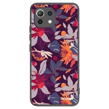 Picasee fekete szilikon tok az alábbi mobiltelefonokra Xiaomi Mi 11 Lite - Purple Leaf
