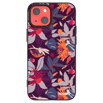 Picasee fekete szilikon tok az alábbi mobiltelefonokra Apple iPhone 13 mini - Purple Leaf