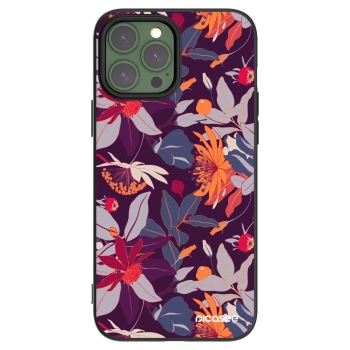Picasee fekete szilikon tok az alábbi mobiltelefonokra Apple iPhone 13 Pro Max - Purple Leaf