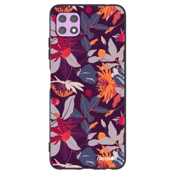 Picasee fekete szilikon tok az alábbi mobiltelefonokra Samsung Galaxy A22 A226B 5G - Purple Leaf