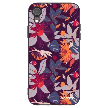Picasee fekete szilikon tok az alábbi mobiltelefonokra Apple iPhone XR - Purple Leaf