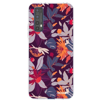 Picasee átlátszó szilikon tok az alábbi mobiltelefonokra Realme 7 - Purple Leaf