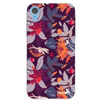 Picasee átlátszó szilikon tok az alábbi mobiltelefonokra Apple iPhone XR - Purple Leaf