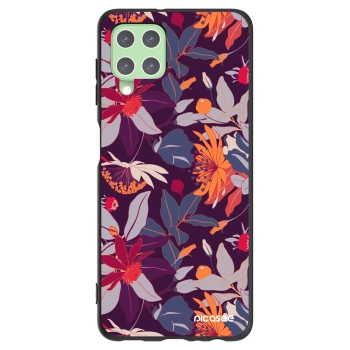 Picasee fekete szilikon tok az alábbi mobiltelefonokra Samsung Galaxy A22 A225F 4G - Purple Leaf