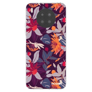 Picasee átlátszó szilikon tok az alábbi mobiltelefonokra Huawei Nova 8i - Purple Leaf