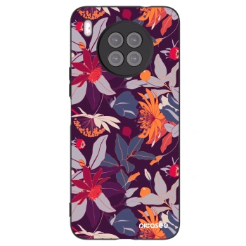 Picasee fekete szilikon tok az alábbi mobiltelefonokra Huawei Nova 8i - Purple Leaf