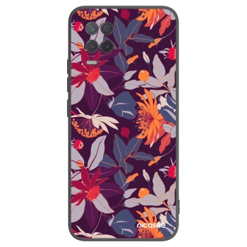 Picasee fekete szilikon tok az alábbi mobiltelefonokra Realme 8 5G - Purple Leaf