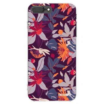 Picasee átlátszó szilikon tok az alábbi mobiltelefonokra Apple iPhone 7 Plus - Purple Leaf