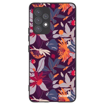 Picasee fekete szilikon tok az alábbi mobiltelefonokra Samsung Galaxy A53 5G A536 - Purple Leaf