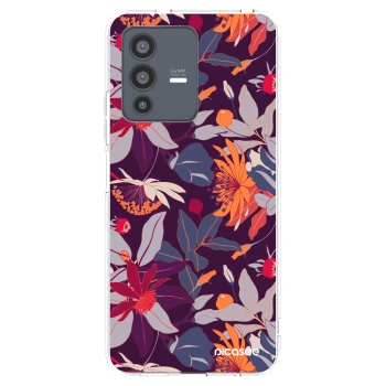 Picasee átlátszó szilikon tok az alábbi mobiltelefonokra Vivo V23 5G - Purple Leaf
