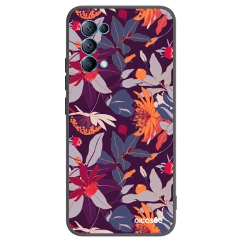 Picasee fekete szilikon tok az alábbi mobiltelefonokra OPPO Reno 5 5G - Purple Leaf