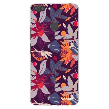 Picasee átlátszó szilikon tok az alábbi mobiltelefonokra Huawei P Smart - Purple Leaf