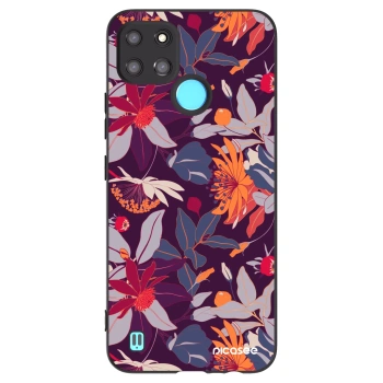 Picasee fekete szilikon tok az alábbi mobiltelefonokra Realme C21Y - Purple Leaf