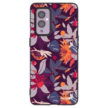 Picasee fekete szilikon tok az alábbi mobiltelefonokra OnePlus 9 - Purple Leaf