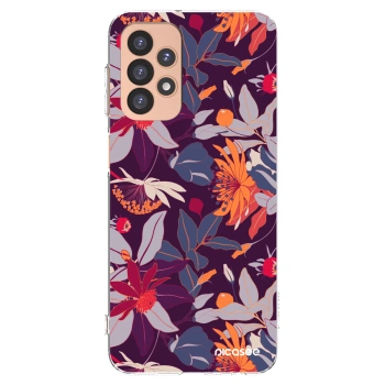 Picasee átlátszó szilikon tok az alábbi mobiltelefonokra Samsung Galaxy A23 A236B 5G - Purple Leaf
