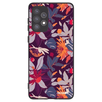 Picasee fekete szilikon tok az alábbi mobiltelefonokra Samsung Galaxy A73 5G - Purple Leaf
