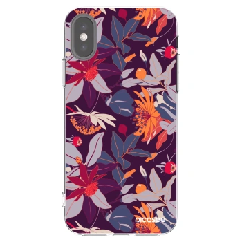 Picasee átlátszó szilikon tok az alábbi mobiltelefonokra Apple iPhone X/XS - Purple Leaf