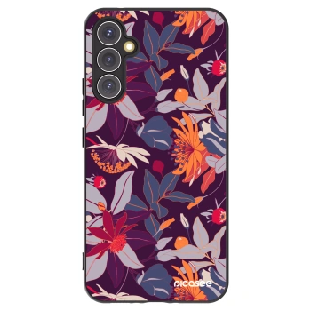 Picasee fekete szilikon tok az alábbi mobiltelefonokra Samsung Galaxy A34 5G A346B - Purple Leaf