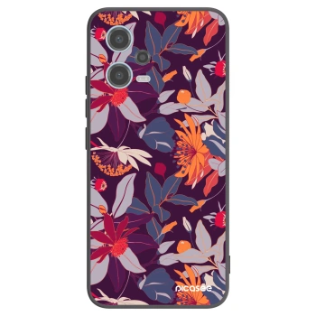 Picasee fekete szilikon tok az alábbi mobiltelefonokra Xiaomi Redmi Note 12 5G - Purple Leaf